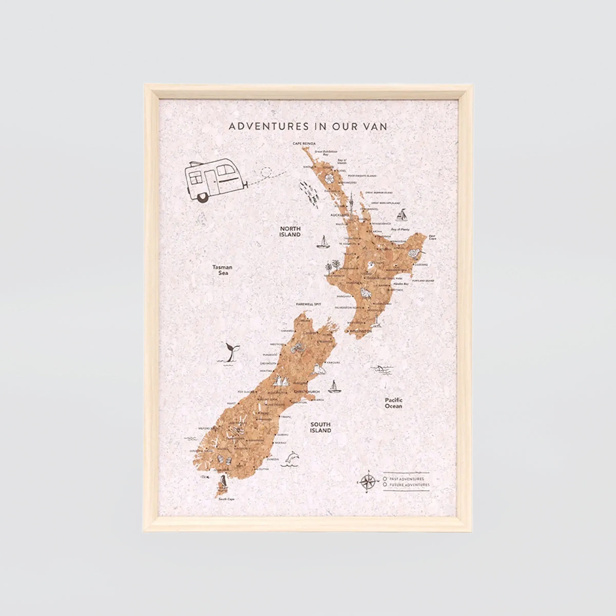 Cork Pin NZ Travel Map