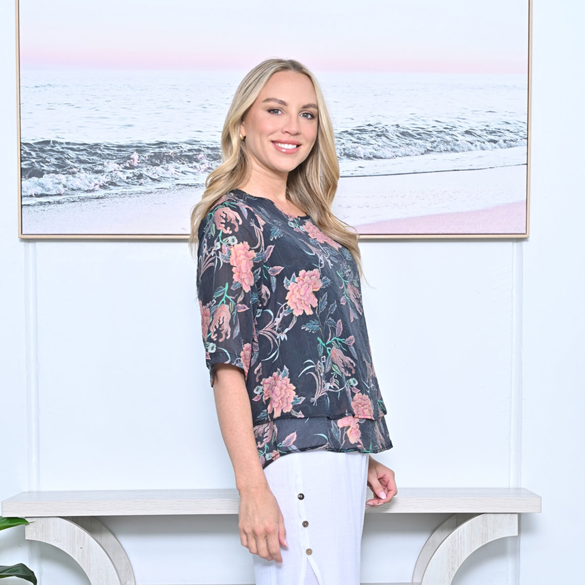 Layered Floral Cotton Top