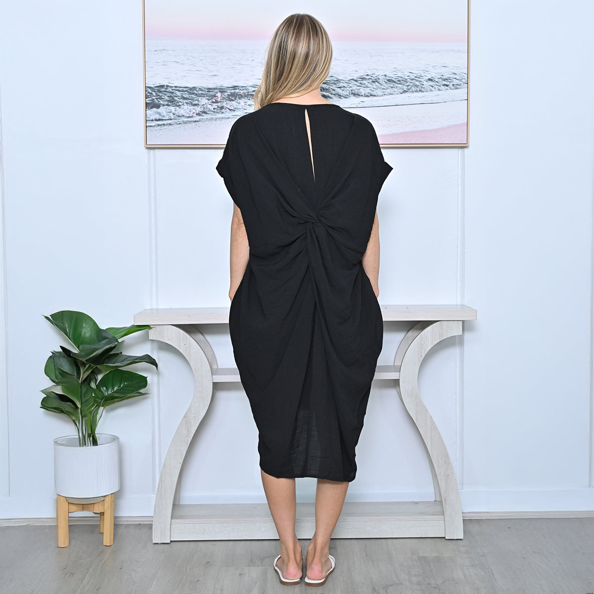 Cross Back Plain Dress