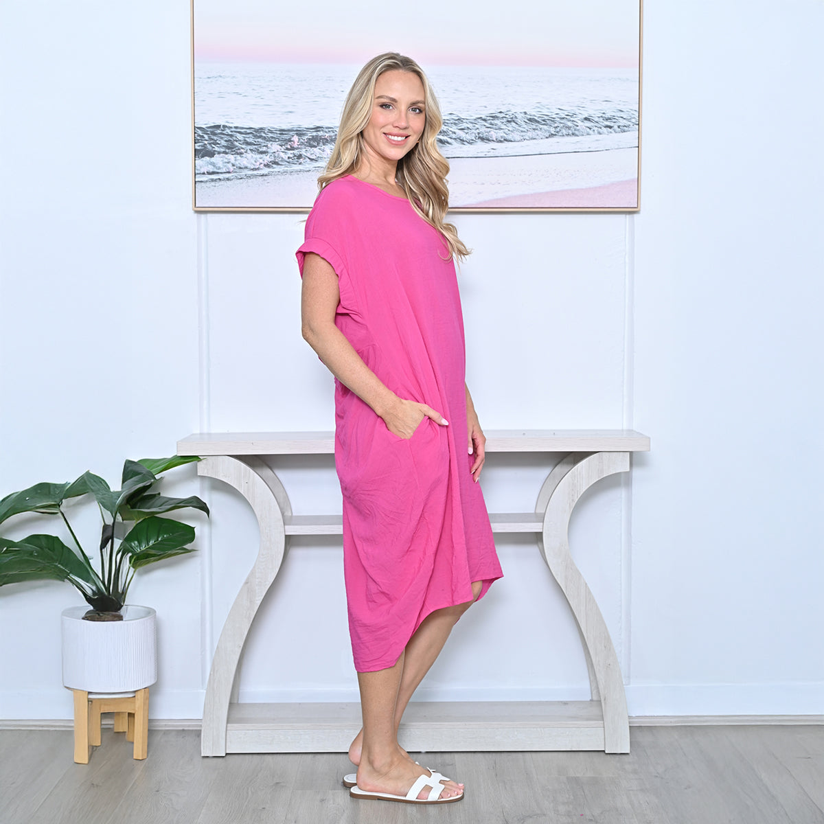 Cross Back Plain Dress