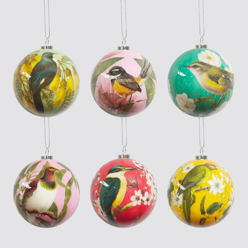 NZ Native Birds Baubles S/6