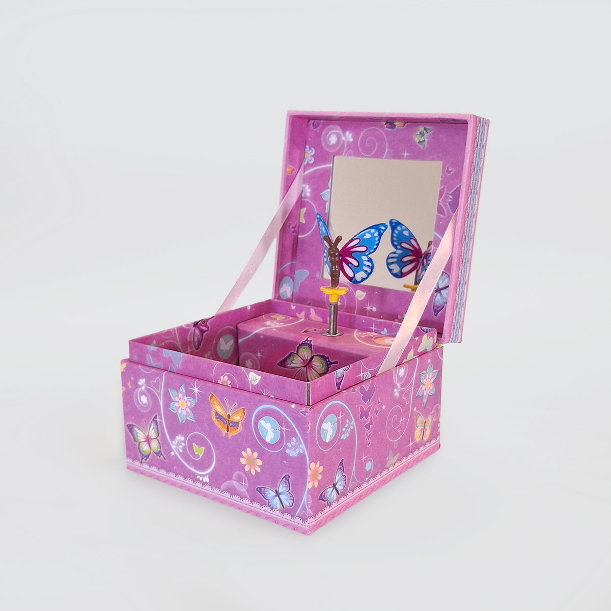 Square Music Box - 'Pink Butterflies'