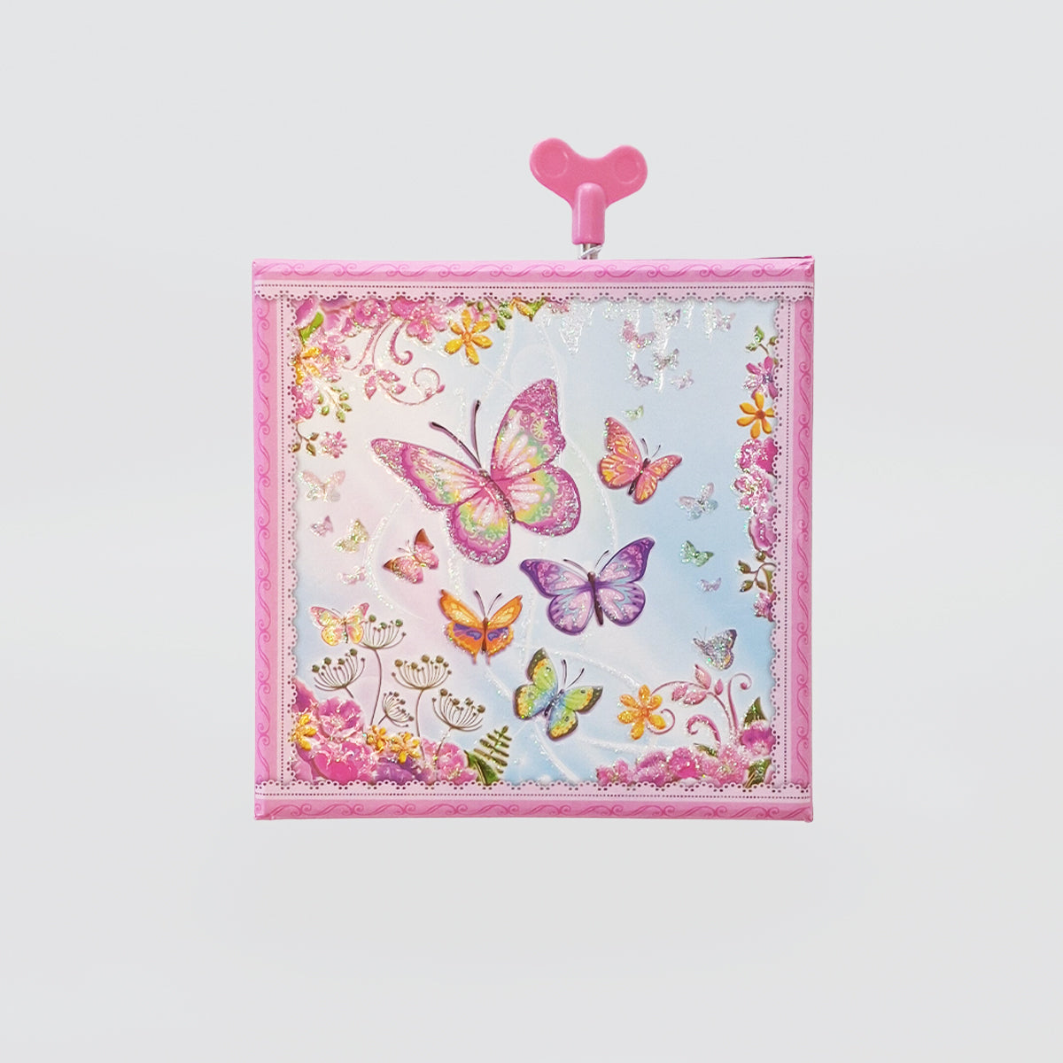 Square Music Box - 'Pink Butterflies'