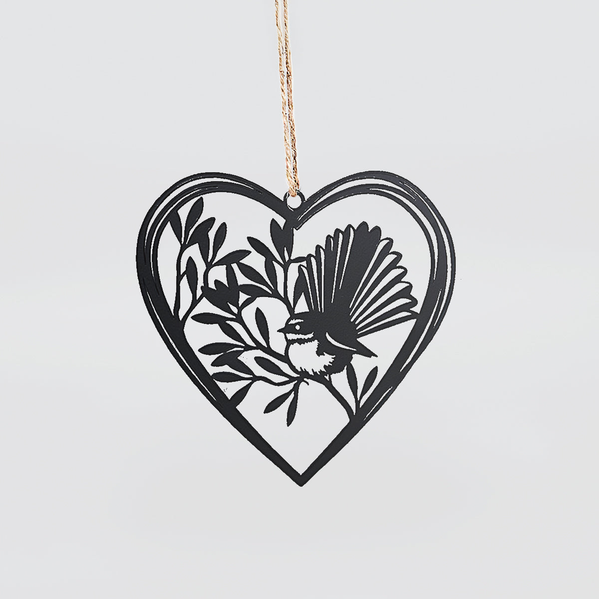 NZ Hanging Metal Heart - 'Fantail'
