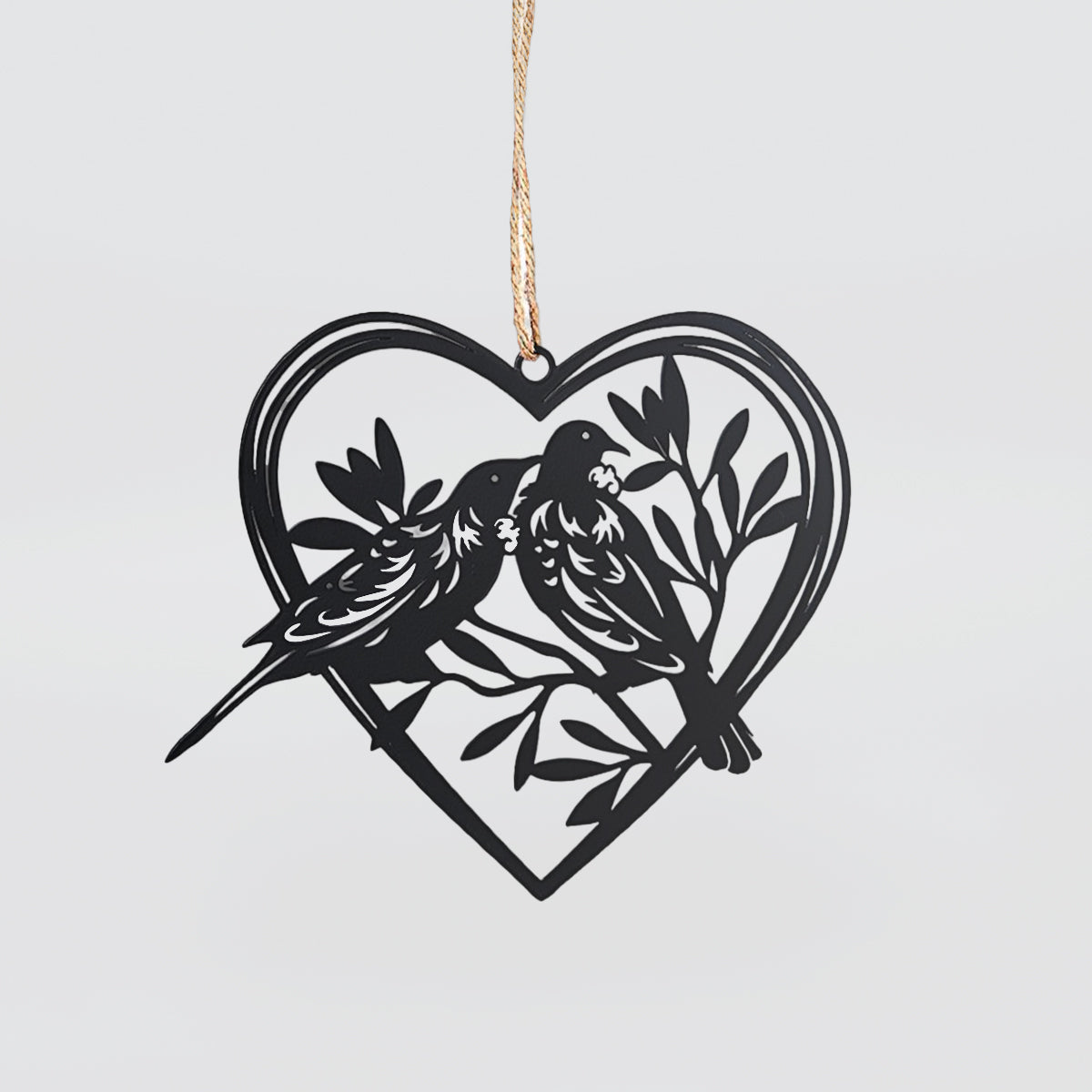NZ Hanging Metal Heart - 'Twin Tuis'