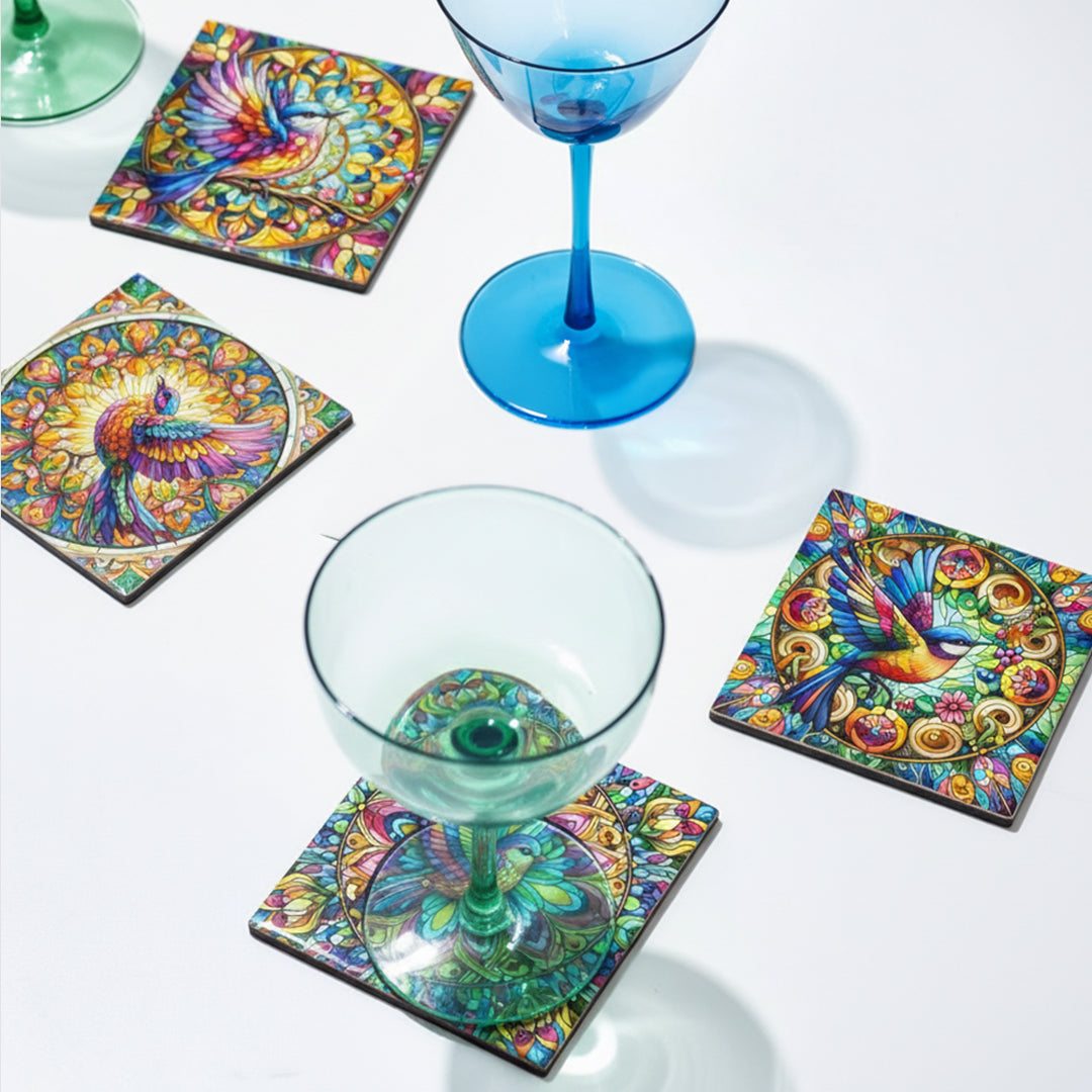 Birds Ceramic Coaster - Set/4