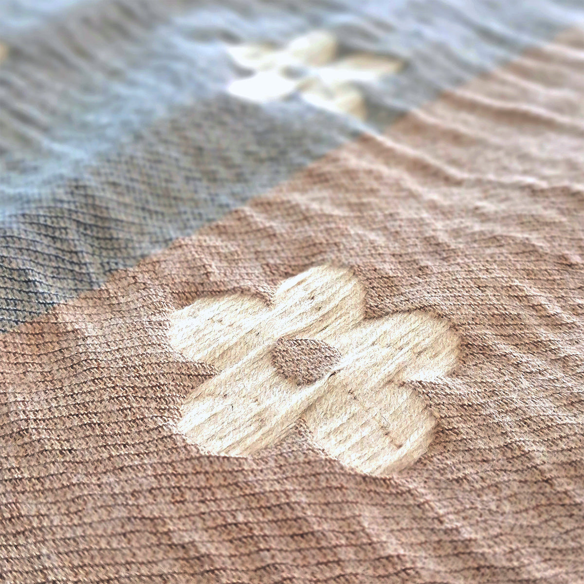 Beige Textured Flower Winter Scarf