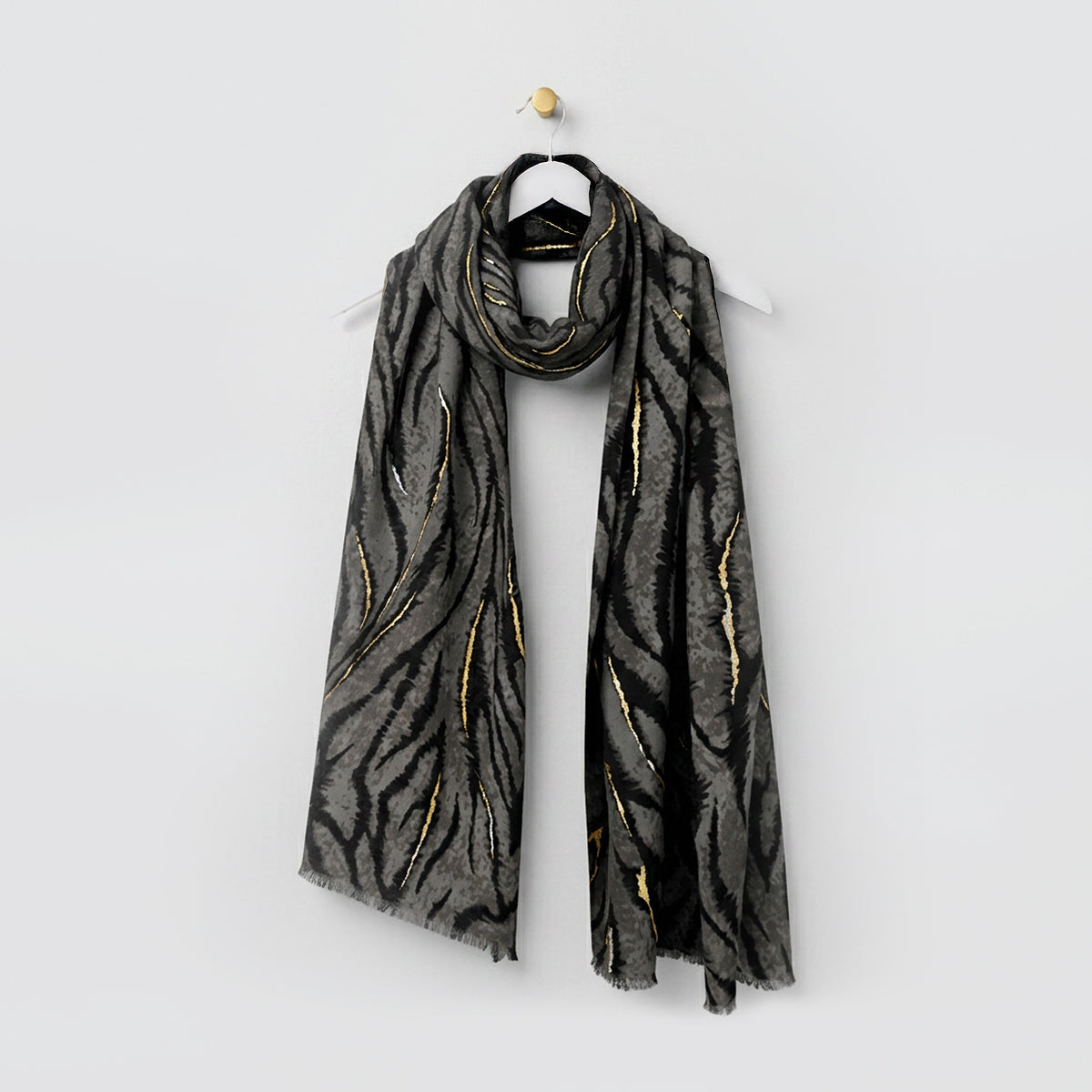 Winter Gold Foil Zebra Scarves
