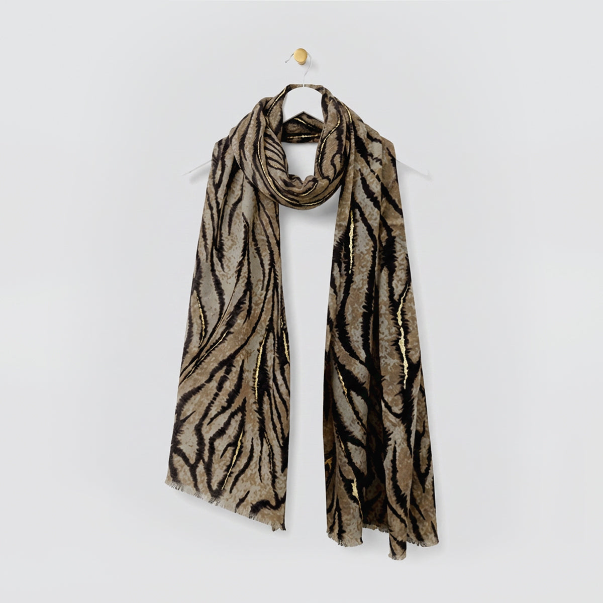 Winter Gold Foil Zebra Scarves