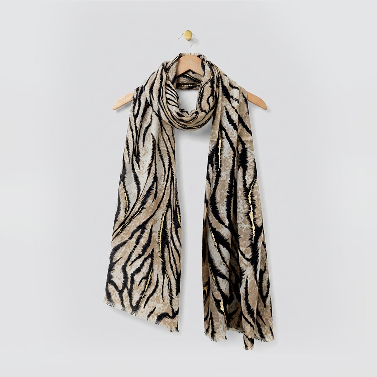 Winter Gold Foil Zebra Scarves