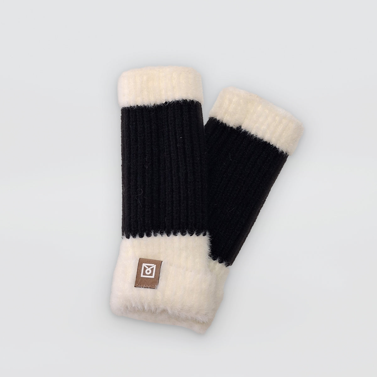 Fur Trim Fingerless Knit Gloves