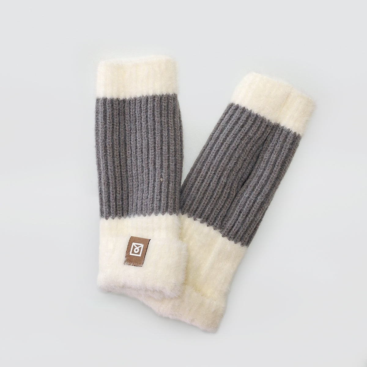 Fur Trim Fingerless Knit Gloves