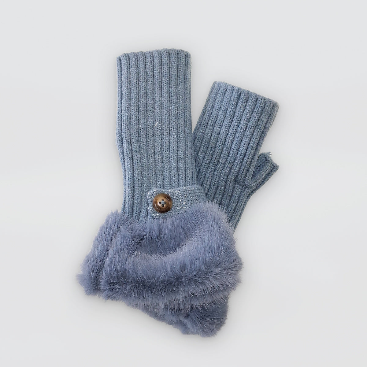 Fur Cuff Fingerless Knit Gloves