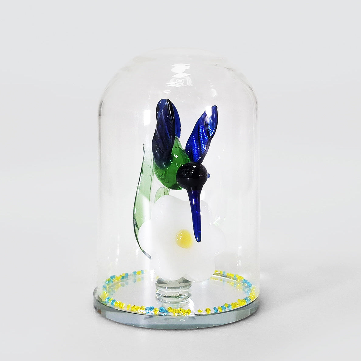 Crystal Glass Humming-Bird In Glass Dome