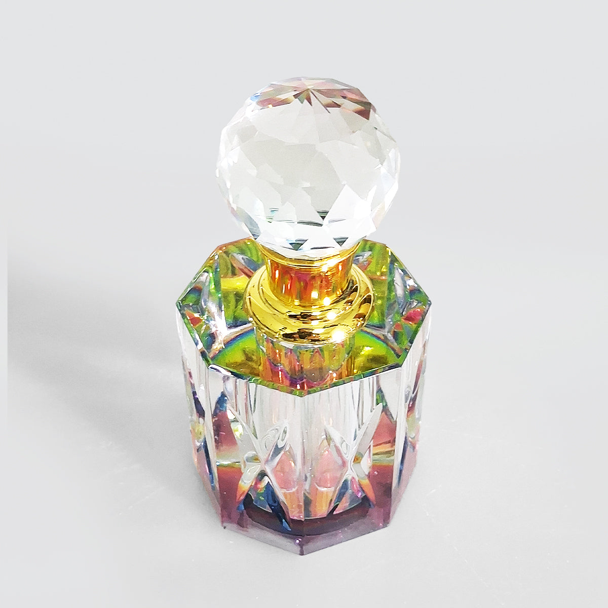 Small Clear Crystal Iridescent Perfume Bottle
