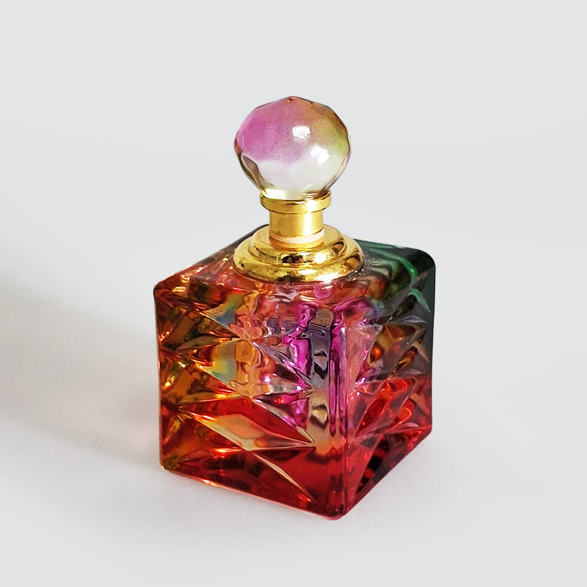 Small Square Crystal Iridescent Perfume Bottle