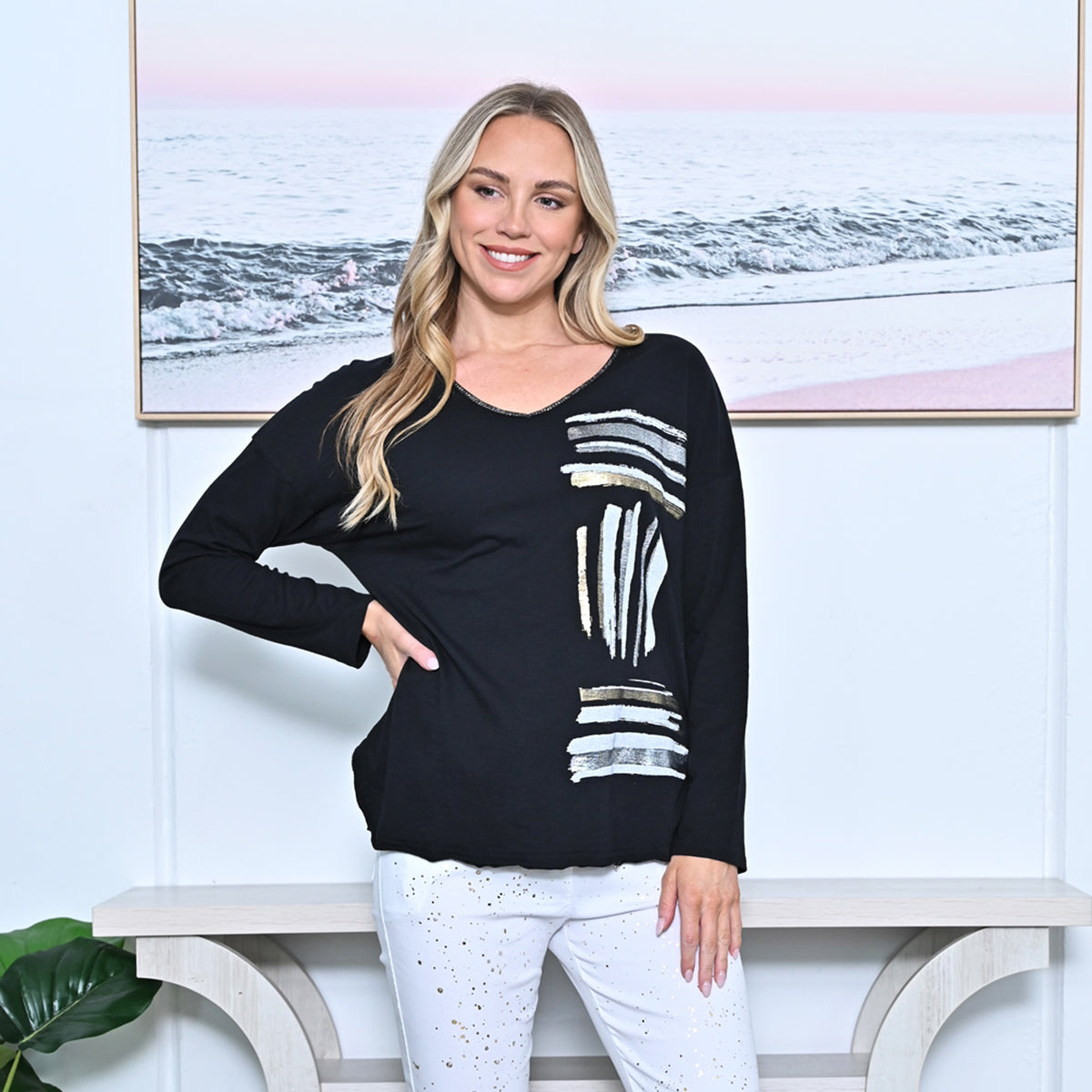 Brushed Lined Style Cotton Top