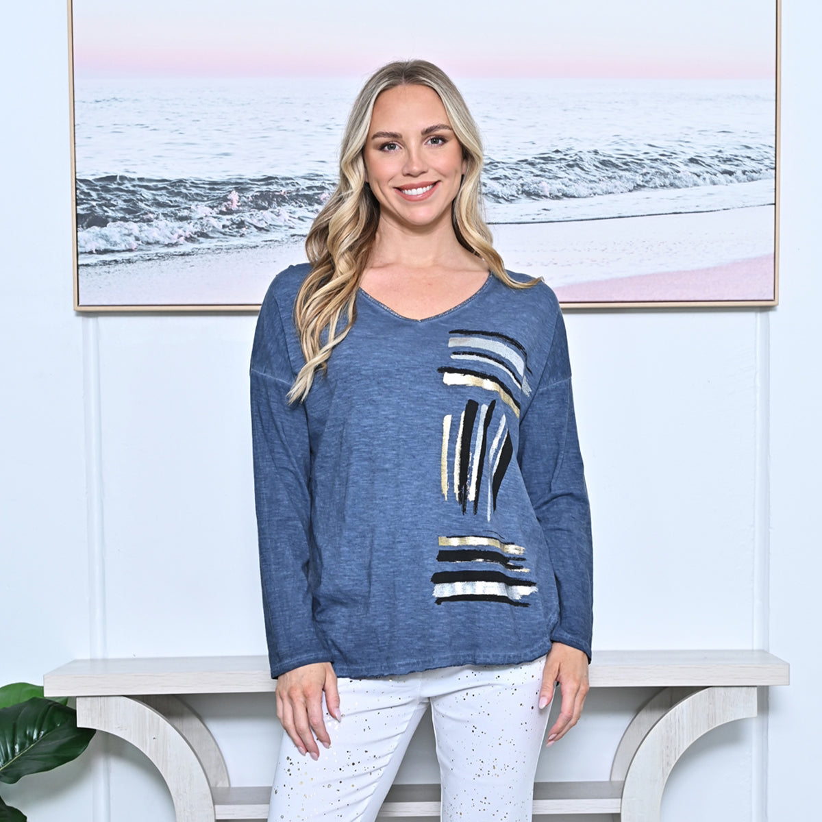 Brushed Lined Style Cotton Top