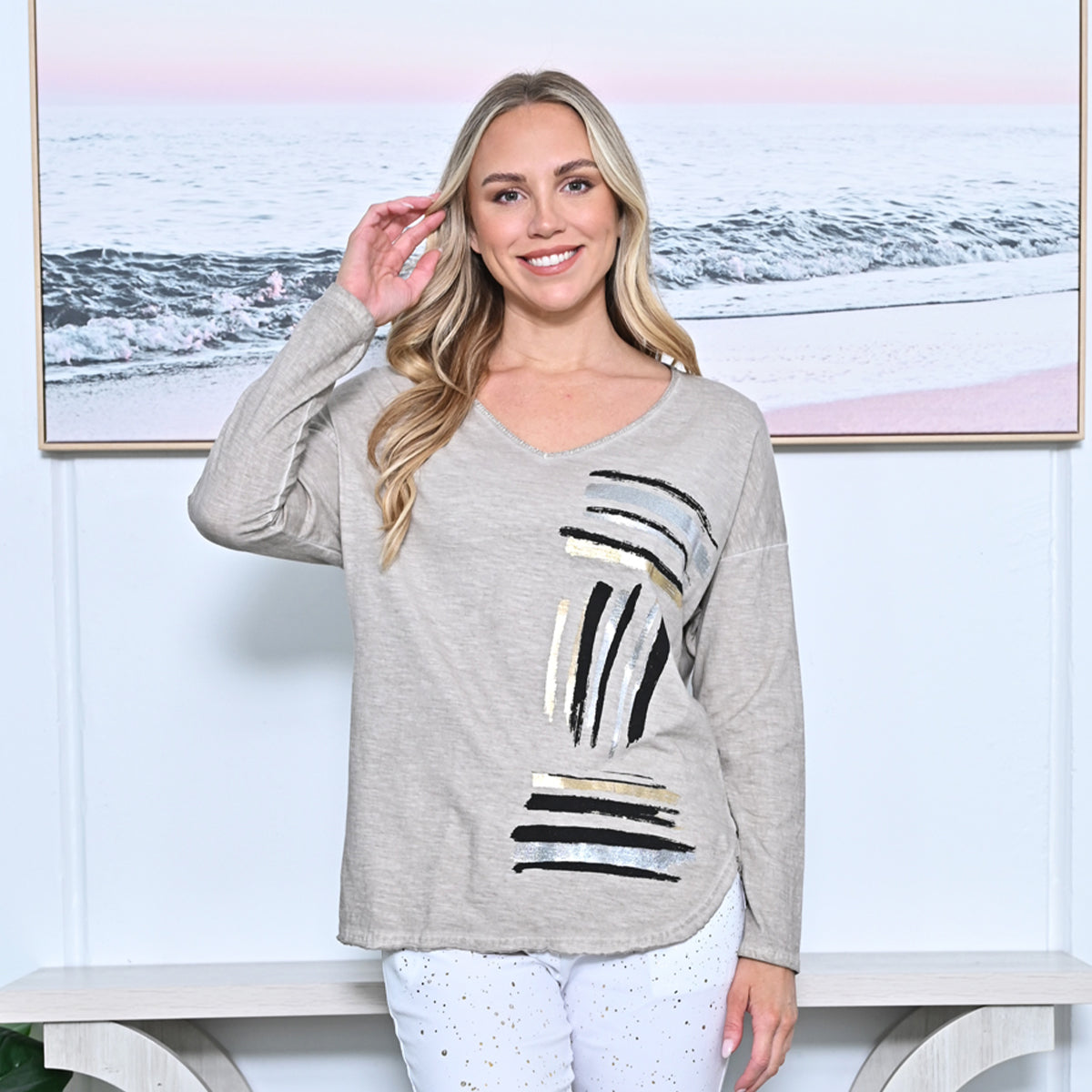 Brushed Lined Style Cotton Top