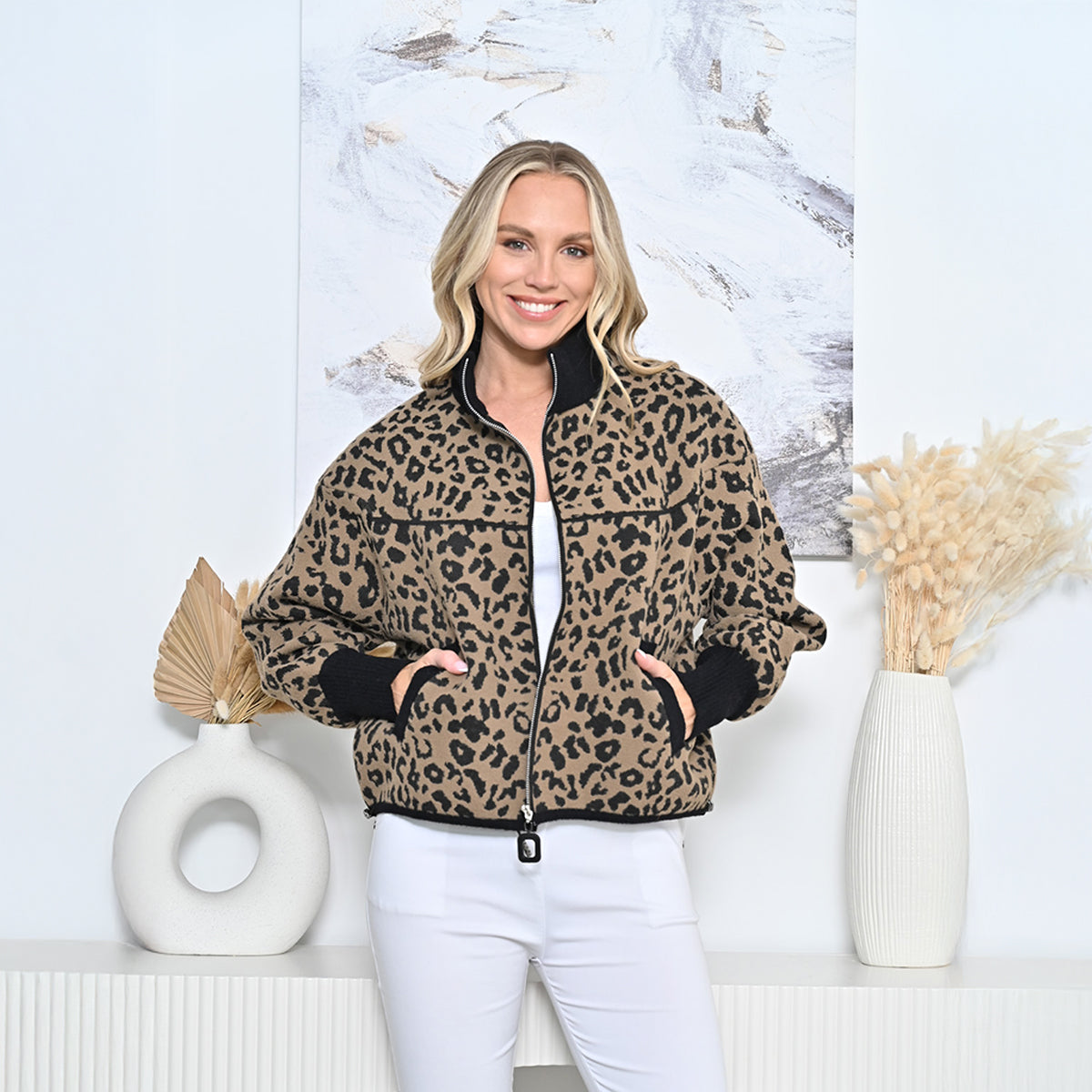 Leopard Print Zip Jacket