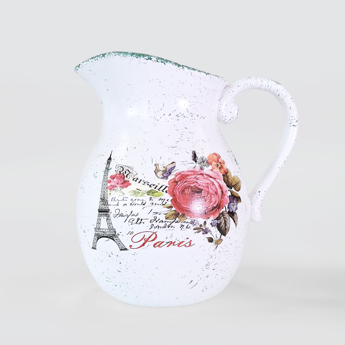 Curved Jug Planter - Floral Eiffel Tower