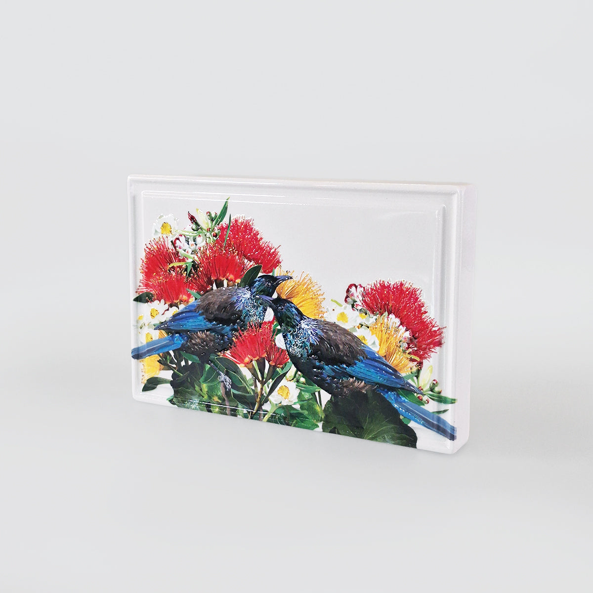 Ceramic Block - 'Tui & Pohutukawa'