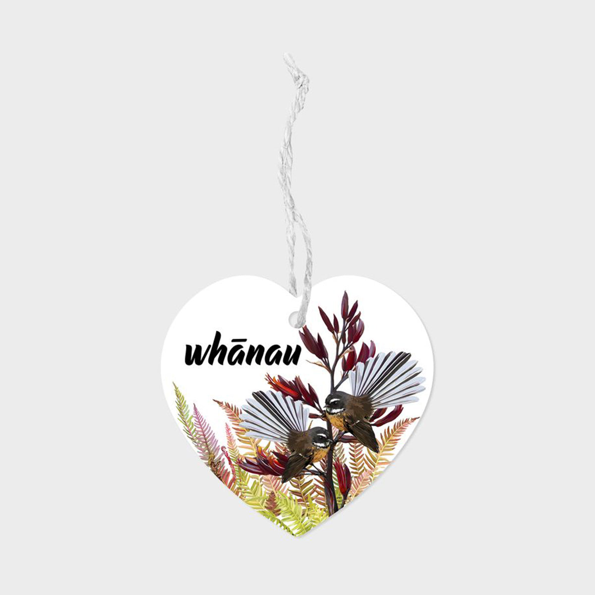 Ceramic Hanging Heart - 'Whānau' Fantail