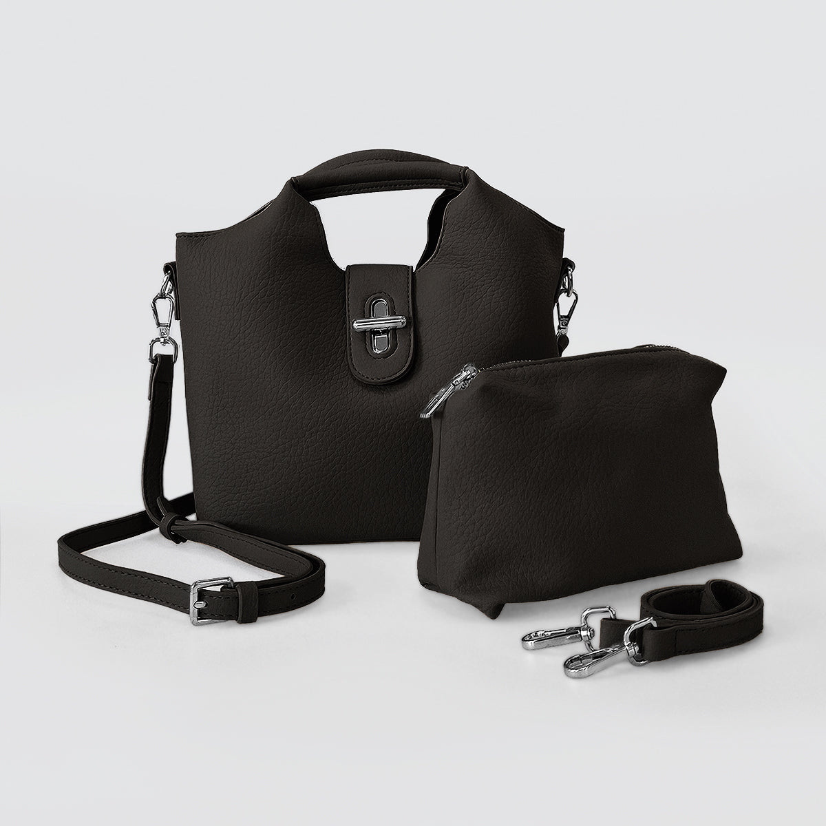 Twist Clasp Fliptop Handbag & Purse Set