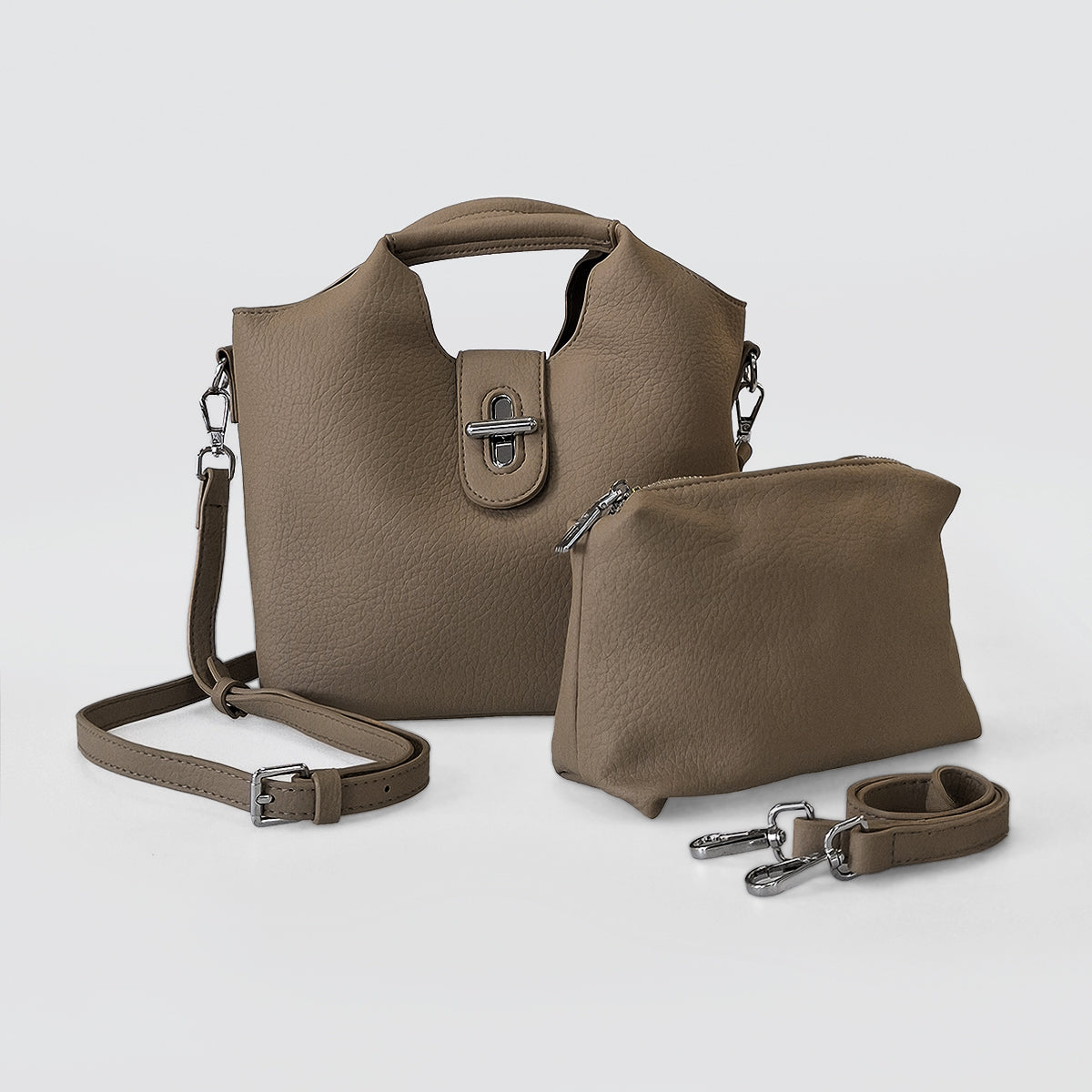 Twist Clasp Fliptop Handbag & Purse Set