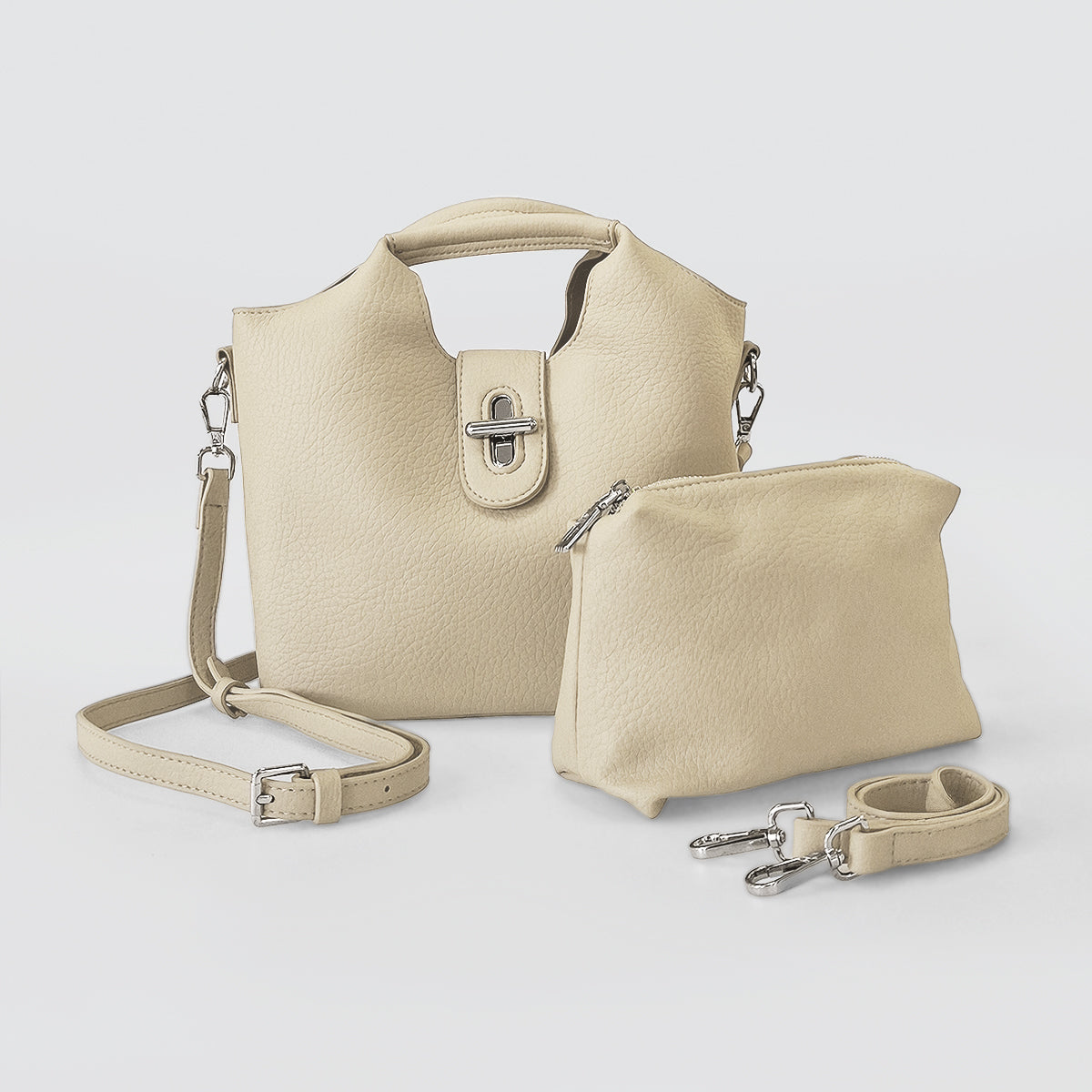 Twist Clasp Fliptop Handbag & Purse Set