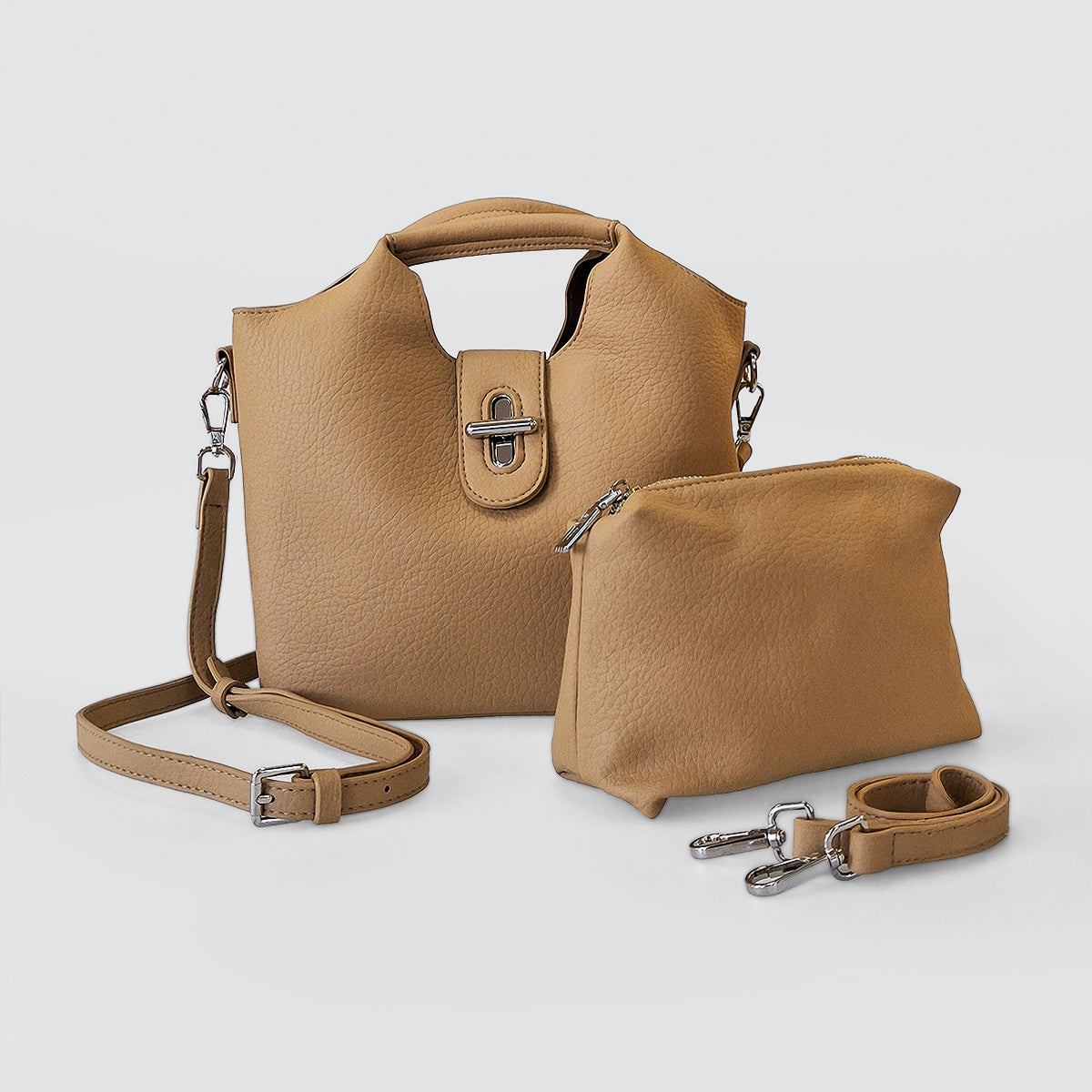 Twist Clasp Fliptop Handbag & Purse Set