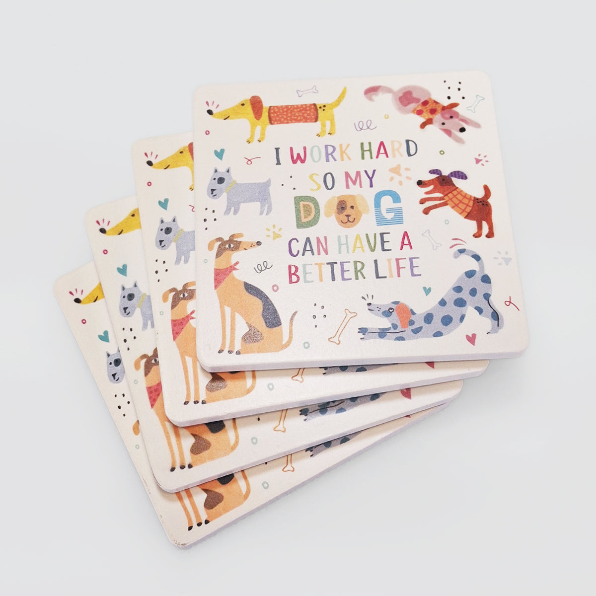 Wooden Coaster Set/4 - Dogs