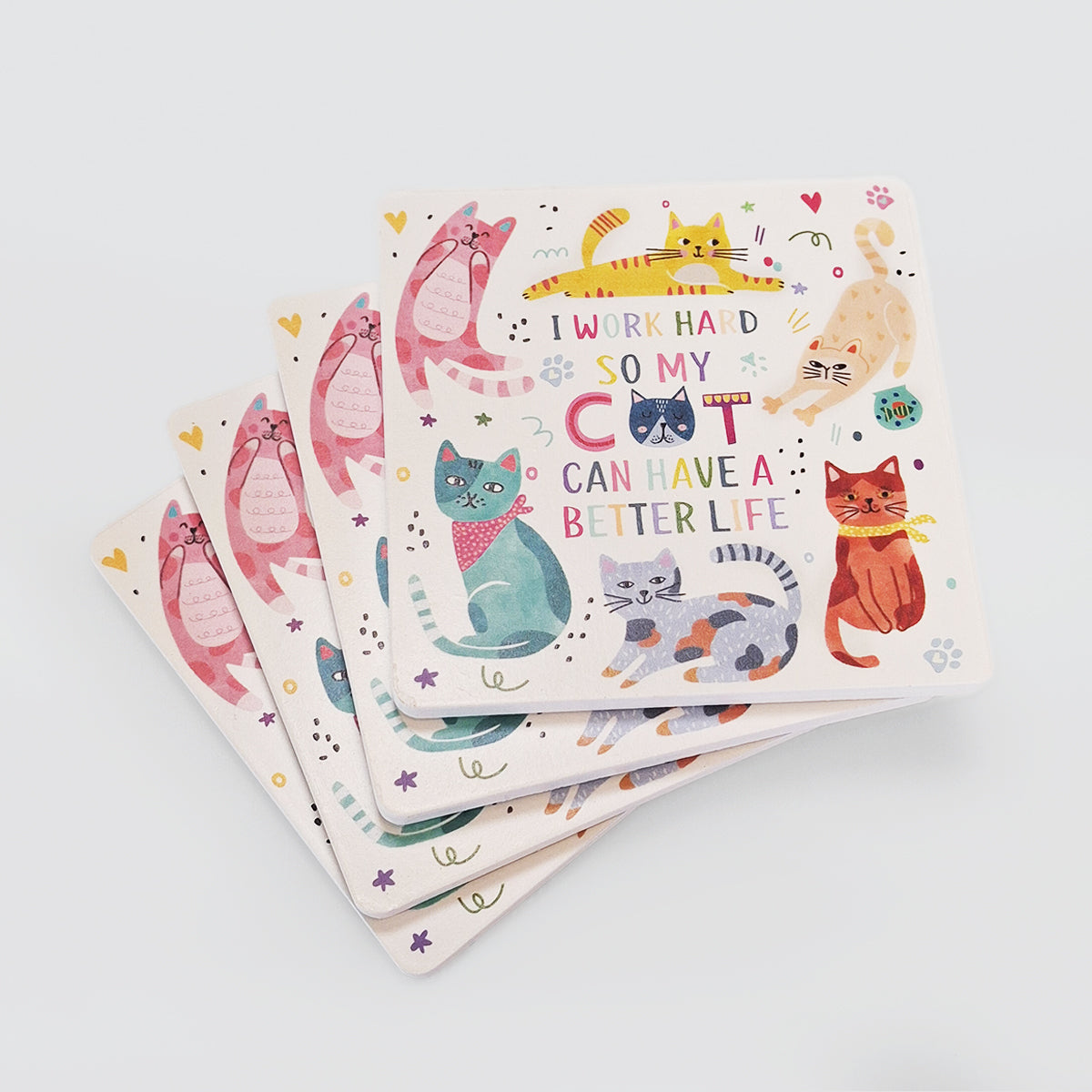 Wooden Coaster Set/4 - Cats
