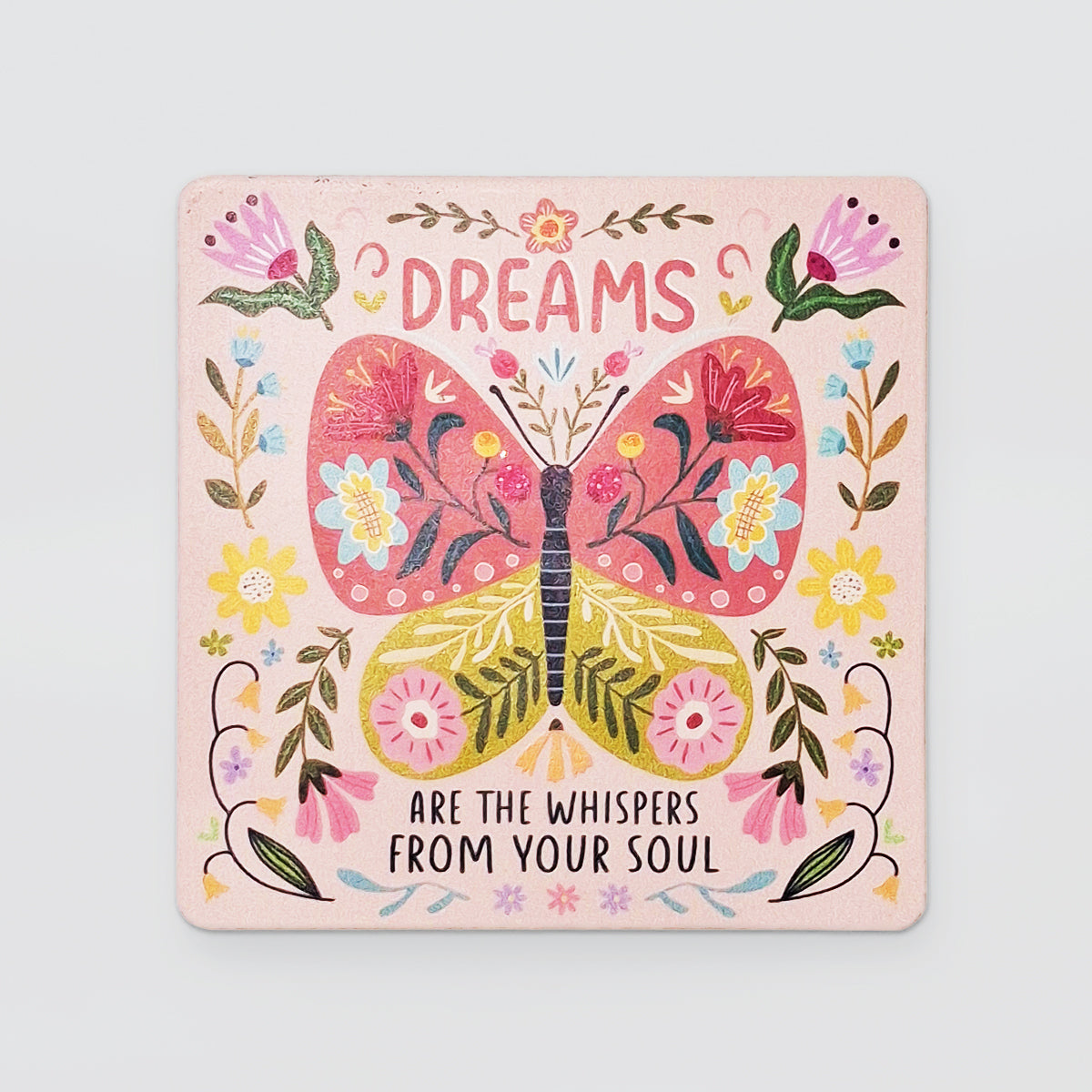Wooden Coaster Set/4 - Bees & Butterflies