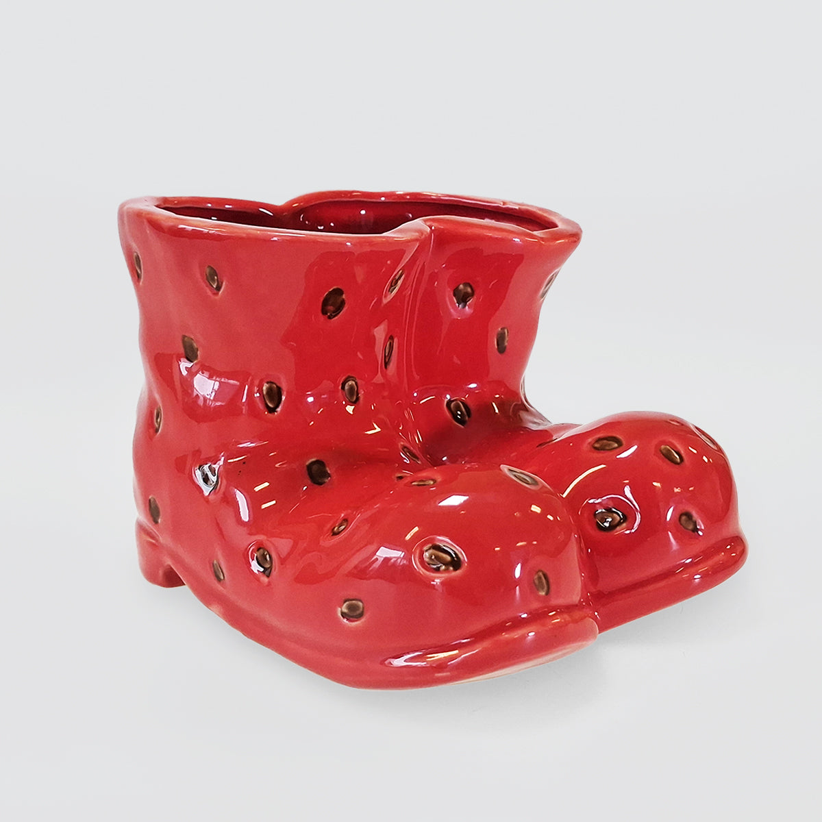 Strawberry Style Ceramic Boot Pot