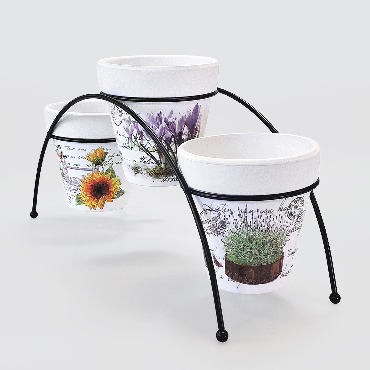 Three-Tier Planter Stand With Pots
