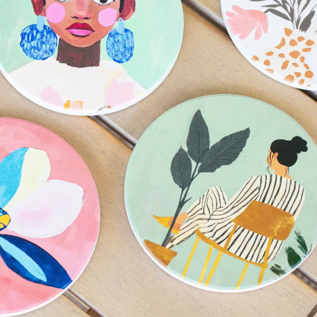 Billie - Ceramic Coaster - Lady On Chair