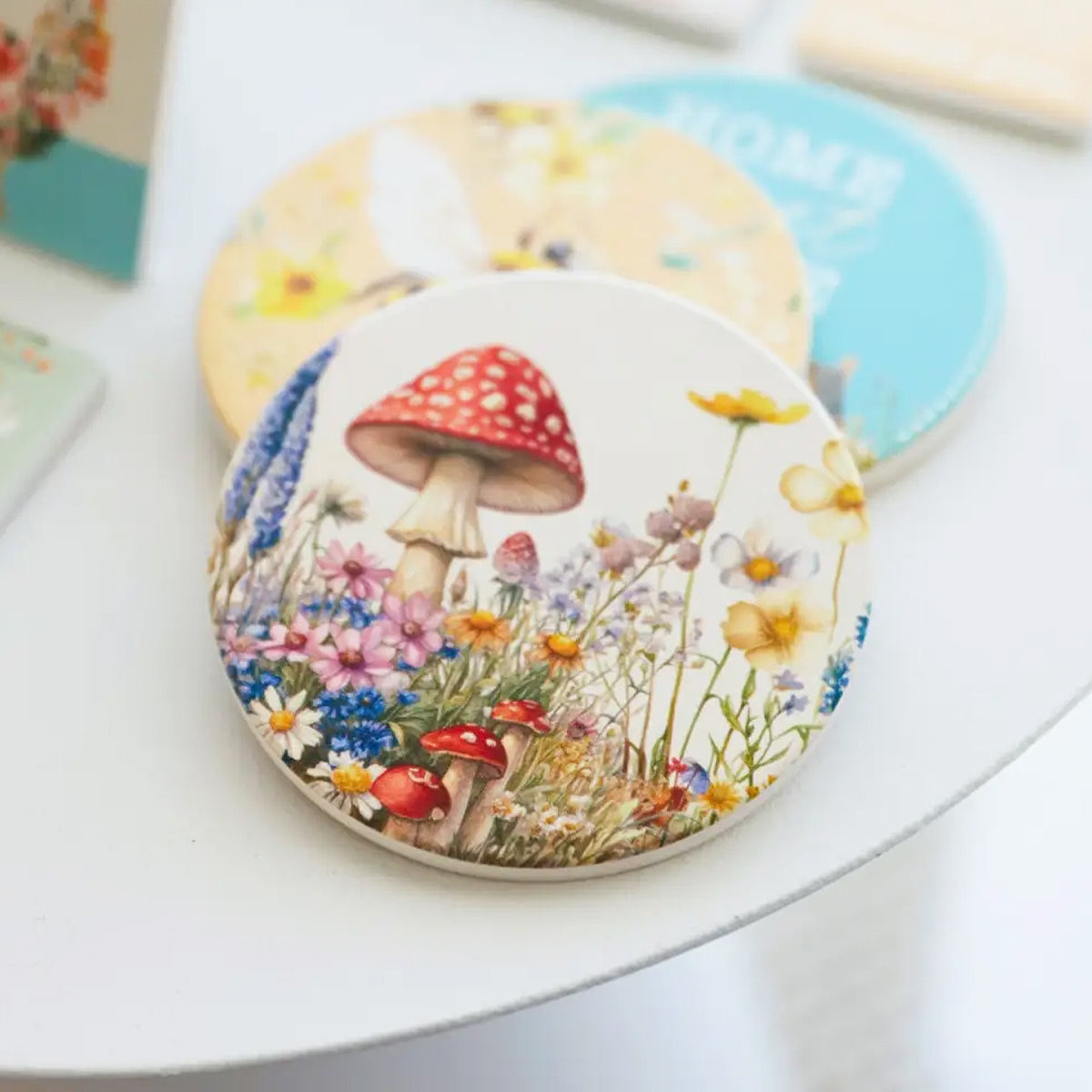 Cottage Grove Ceramic Coaster - Mushrooms