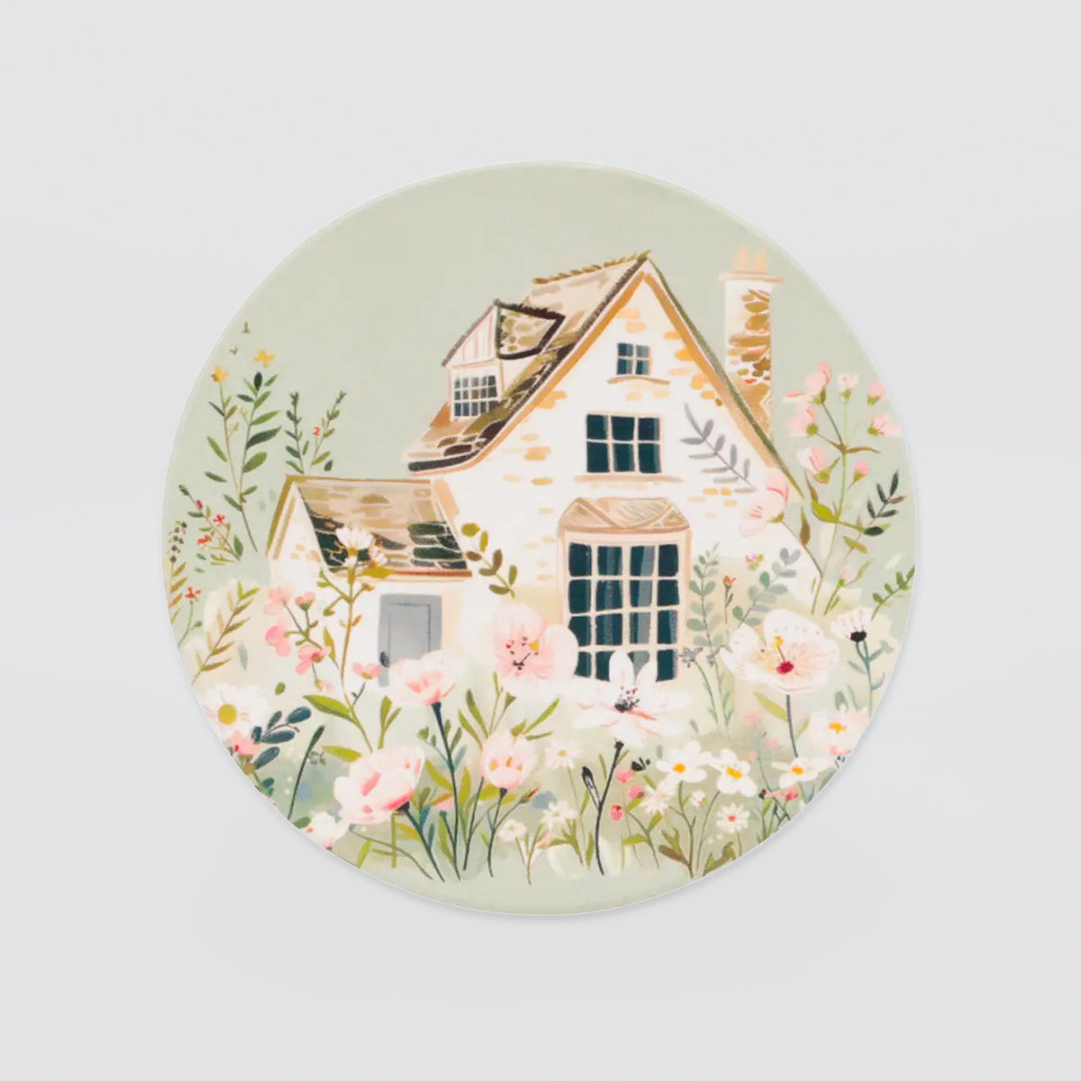 Cottage Grove Ceramic Coaster - Green Cottage