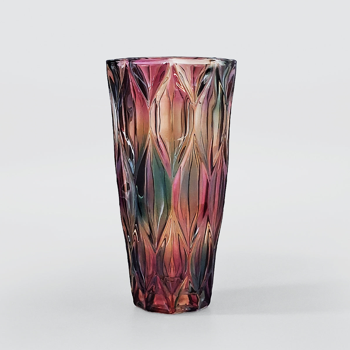 Iridescent Carved Glass Vase