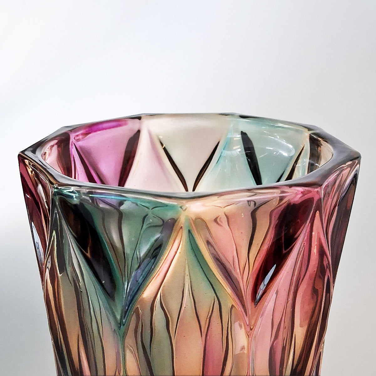 Iridescent Carved Glass Vase