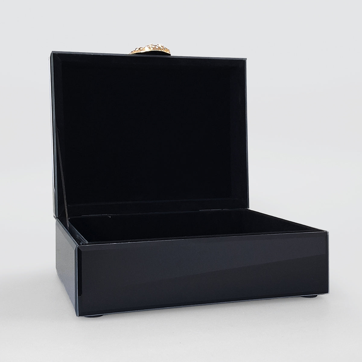 Tiger Head Glass Jewellery Box - Black