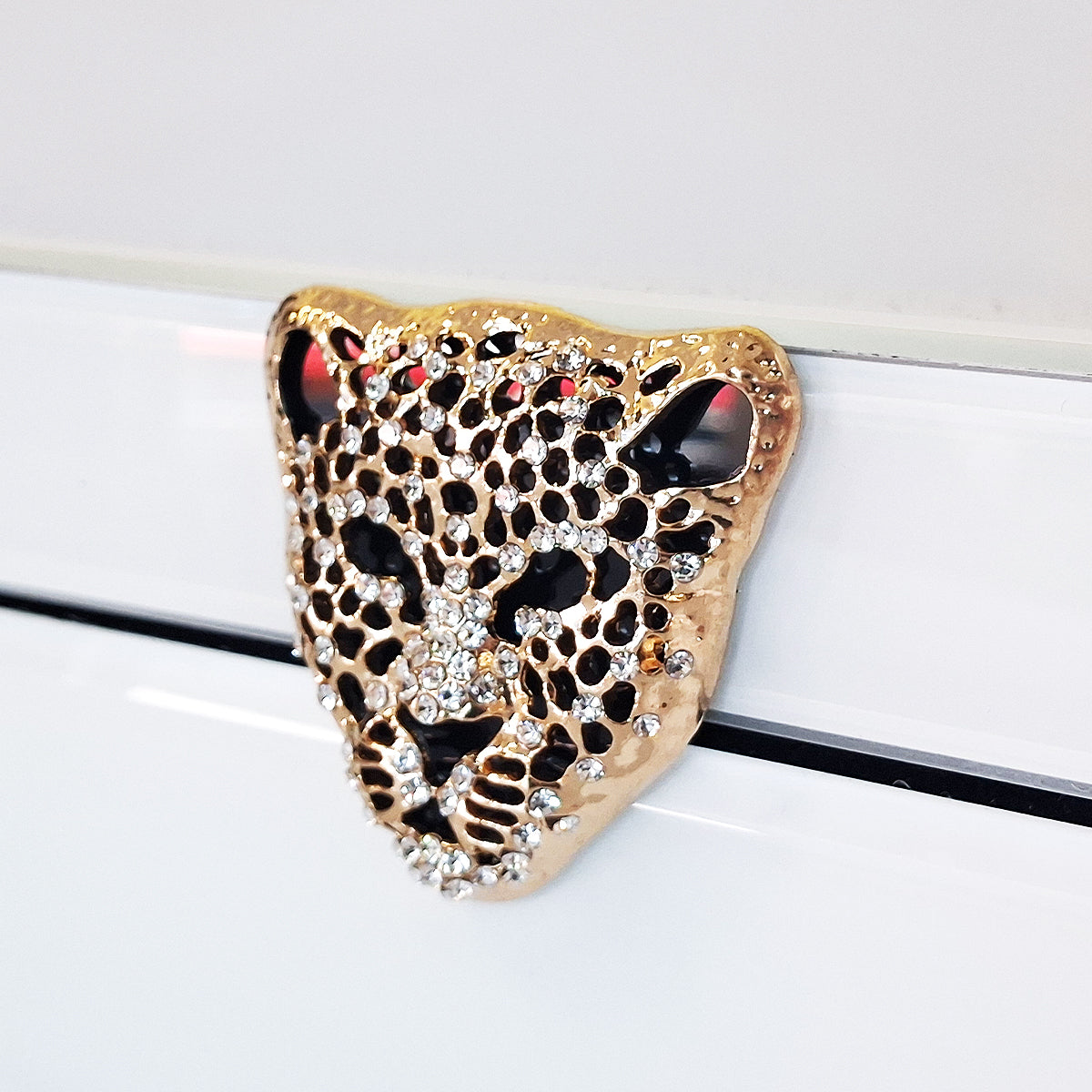 Tiger Head Glass Jewellery Box - White