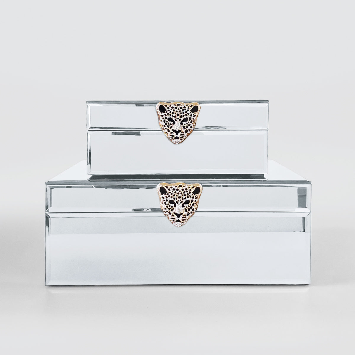 Tiger Head Glass Jewellery Box - White