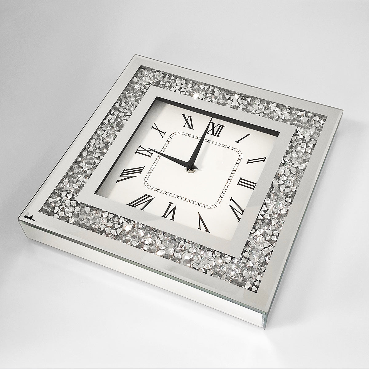 Square Crystal Glass Clock - 12in