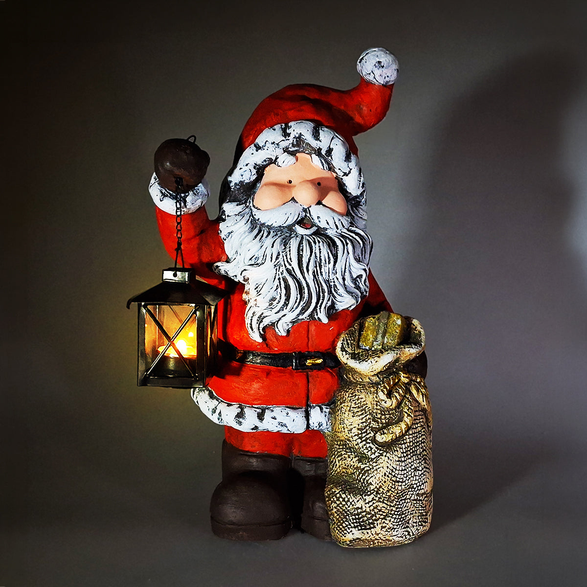 Santa Sculpture With Candle Lamp