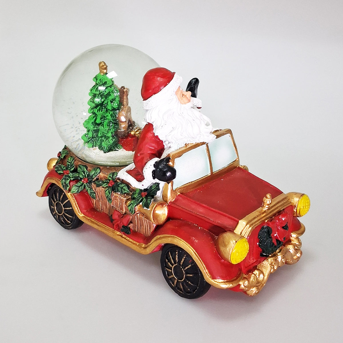 Santa With LED Snow Globe In Car