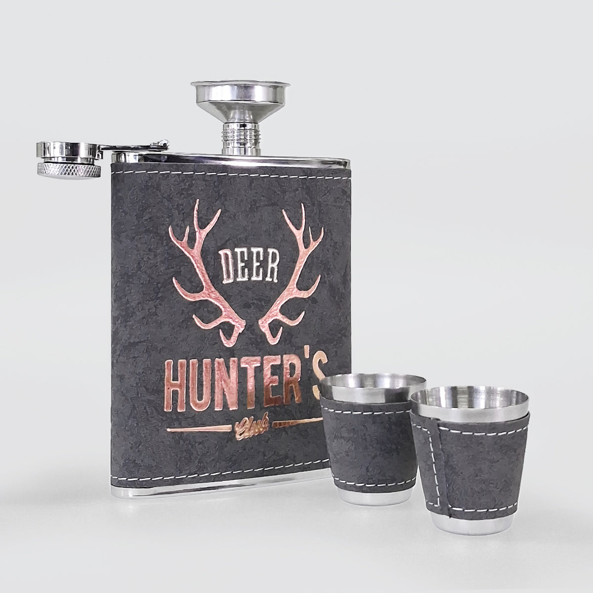 Stainless Hip-Flask Set - Deer Hunters