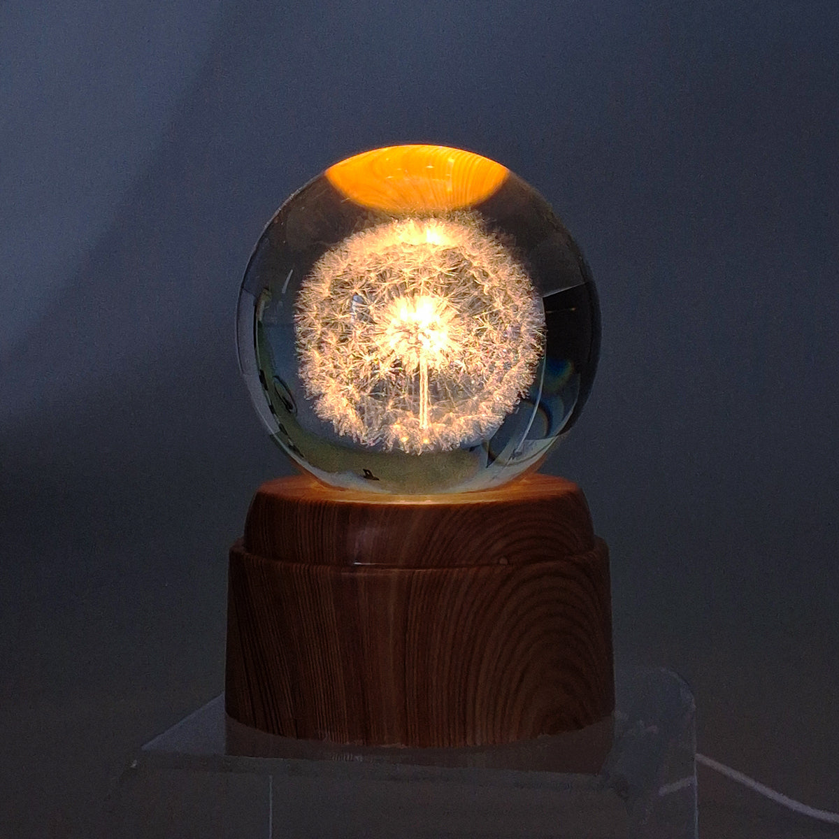 Rotating LED Glass Orb - Dandelion