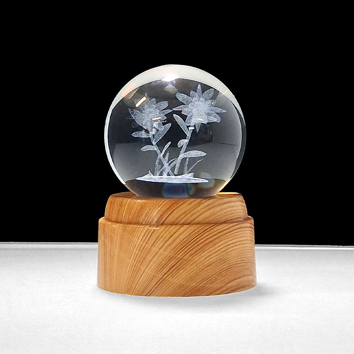 Rotating LED Glass Orb - Flowers